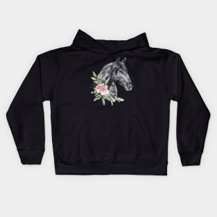 Floral Wild Horse Mustangs Animal Spirit Wildlife Rescue Kids Hoodie